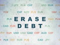 Finance concept: Erase Debt on Digital Data Paper background