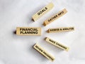 Finance Concept - Financial planning with advice text on wooden blocks background. Stock photo. Royalty Free Stock Photo