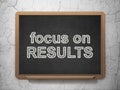 Finance concept: Focus on RESULTS on chalkboard background Royalty Free Stock Photo