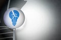 Finance concept: Light Bulb with optical glass on digital background Royalty Free Stock Photo