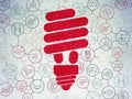 Finance concept: Energy Saving Lamp on Digital Data Paper background
