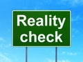 Finance concept: Reality Check on road sign background Royalty Free Stock Photo