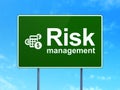 Finance concept: Risk Management and Calculator on Royalty Free Stock Photo