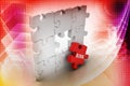 Finance concept: Risk on red puzzle piece Royalty Free Stock Photo