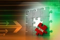 Finance concept: Risk on red puzzle piece