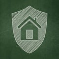 Finance concept: Shield on chalkboard background