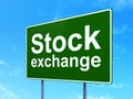 Finance concept: Stock Exchange on road sign background