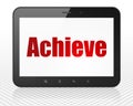 Finance concept: Tablet Pc Computer with Achieve on display Royalty Free Stock Photo
