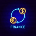 Finance Dollar Euro Neon Label