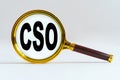 Magnifier on a white background, inside the text is written - CSO