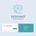 Finance, financial, money, secure, security Business Logo Line Icon Symbol for your business. Turquoise Business Cards with Brand Royalty Free Stock Photo