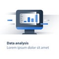 Finance flow report graph, stock market data analyzing, value investment return, revenue growth, hedge fund performance