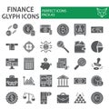 Finance glyph icon set, money symbols collection, vector sketches, logo illustrations, banking signs solid pictograms Royalty Free Stock Photo