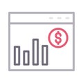 Finance graph browser thin line color vector icon Royalty Free Stock Photo