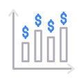 Finance graph thin line color vector icon Royalty Free Stock Photo