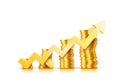Finance growth chart arrow with gold coins Royalty Free Stock Photo