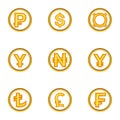 Finance icon set, cartoon style