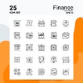 25 Finance Icon Set. 100% Editable EPS 10 Files. Business Logo Concept Ideas Line icon design Royalty Free Stock Photo
