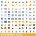 100 finance icons set, cartoon style Royalty Free Stock Photo