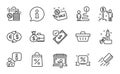 Finance icons set. Included icon as Accepted payment, Money exchange, Market seller. Vector