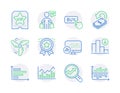 Finance icons set. Included icon as Analytics, Horizontal chart, Infochart signs. Vector