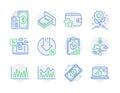 Finance icons set. Included icon as Bitcoin, Loyalty program, Loyalty points signs. Vector Royalty Free Stock Photo