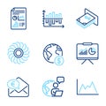 Finance icons set. Included icon as Diagram chart, Report document, Euro money signs. Vector Royalty Free Stock Photo