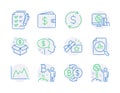 Finance icons set. Included icon as Online shopping, Diagram, Loyalty gift signs. Vector