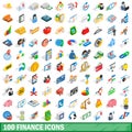 100 finance icons set, isometric 3d style Royalty Free Stock Photo