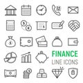 Finance icons set. Vector flat line illustrations