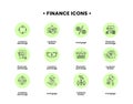 Finance icons set. Vector illustration of customs broker, mortgage, financial exchange, currency exchange icons Royalty Free Stock Photo