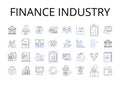 Finance industry line icons collection. Banking sector, Economic system, Business sphere, Trade world, Corporate