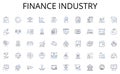 Finance industry line icons collection. Decisions, Governance, Leadership, Strategy, Accountability, Collaboration