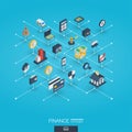 Finance integrated 3d web icons. Digital network isometric concept.