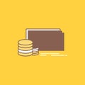 Finance, investment, payment, Money, dollar Flat Line Filled Icon. Beautiful Logo button over yellow background for UI and UX, Royalty Free Stock Photo