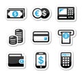 Money, atm - cash mashine icons set