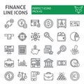 Finance line icon set, money symbols collection, vector sketches, logo illustrations, banking signs linear pictograms Royalty Free Stock Photo