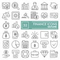 Finance line icon set, money symbols collection, vector sketches, logo illustrations, underwater signs linear pictograms Royalty Free Stock Photo