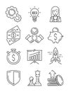 Finance line icons. Business symbols team strategy and economic support web startup vector outline Royalty Free Stock Photo