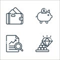 finance line icons. linear set. quality vector line set such as high value, analytics, piggy bank Royalty Free Stock Photo