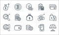 finance line icons. linear set. quality vector line set such as justice scale, coins, statistics, mobile banking, wallet,