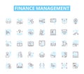 Finance management linear icons set. Budgeting, Accounting, Investments, Income, Expenses, Reporting, Analysis line Royalty Free Stock Photo