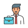 Finance manager color line icon. Pictogram for web page, mobile app, promo. UI UX GUI design element. Editable stroke