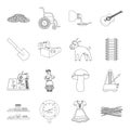 Finance, medicine, cooking and other web icon in outline style.art, mine, training icons in set collection.