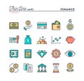 Finance, money, banking, business and more, thin line color icon