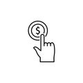 Finance, money diversification, touchpad, hand, tap, money icon. Element of money diversification illustration. Signs and symbols