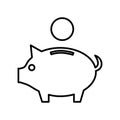 Finance and money icon. Vector piggy bank icon.