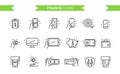 Finance, money icons set isolated. Line art. Editable. Signs and symbols. Modern simple style. Phone, monitor, target, coin, Royalty Free Stock Photo