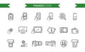 Finance, money icons set isolated. Line art. Editable. Signs and symbols. Modern simple style. Phone, monitor, target, coin, Royalty Free Stock Photo