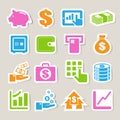 Finance and money sticker icon set.